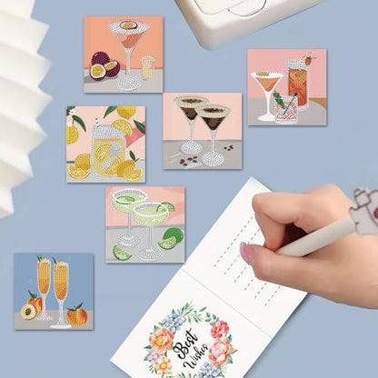 DDGYP 6 Pcs Cocktail Diamond Art Cards with Envelopes,Size 5.9×5.9inch - Image 5
