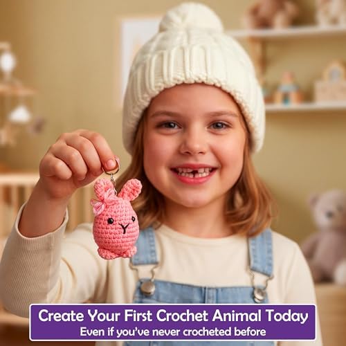 A-URA Learn to Crochet Kit for Beginners Kids and Adults, Premium 4 Animal Pattern Beginner Crochet Kits with Easy Tube Yarn & Step-by-Step Video Tutorials (Forest Friends–Standard Size) - Image 5