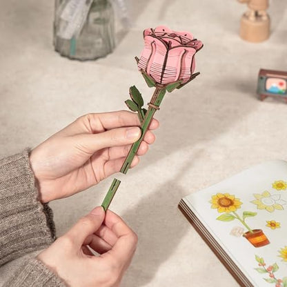 Hands Craft 3D Wooden Puzzle Craft Set – Botanical Garden Collection, DIY Building Kit with 3D Flower Puzzles - Sunflower, Lilac, Rose, Camellia. Decorative Wooden Floral Art for Home Decor - Image 5