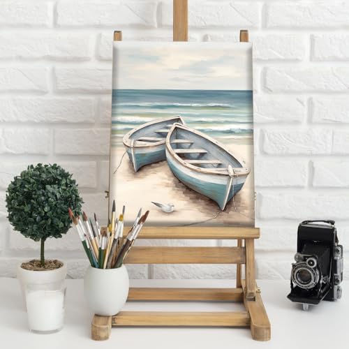 Natuyalo Paint by Numbers Kit with Framed - Boat on Beach Paint by Numbers for Adults Beginner Seascape DIY Acrylic Painting by Numbers Kit Colorful Paintworks Artwork, 12x16 Inch - Image 2