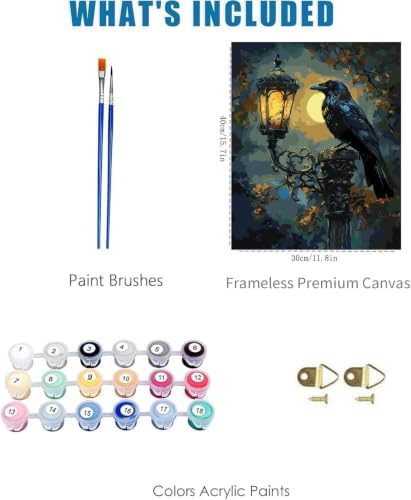 Gothic Raven Paint by Numbers Kit for Adults Framed Canvas, Frameworkless - Image 3