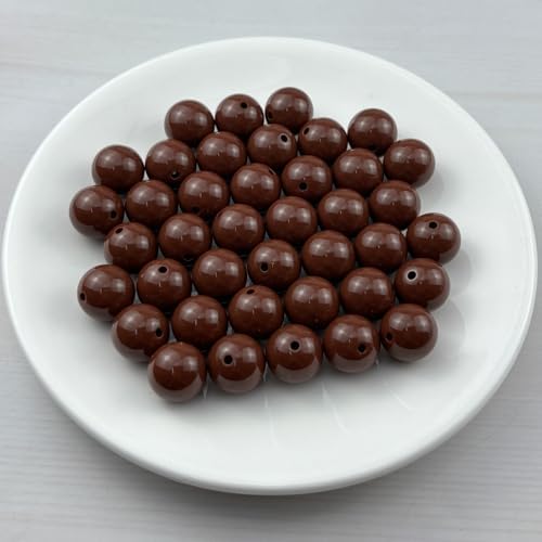 40pcs Acrylic Round Beads for Crafts 16mm Resin Candy Color Spacer Beads with Hole for Jewelry Making Sewing Crafts Decoration Necklaces Bracelets Earrings Supplies(Brown) - Image 2