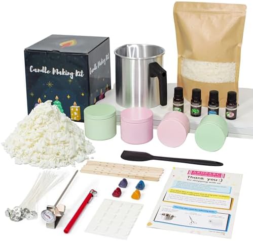 Aroparc Complete Candle Making Kit for Adults, Complete Candle DIY for Beginner - Soy Wax, Scent, Pouring Pot, Wicks and Stickers, Tins, and More by Tobeno1candlemakingsupplier