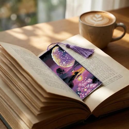 4PC Starry Night Counted Cross Stitch Bookmark Kit for Adults Beginners - Image 4