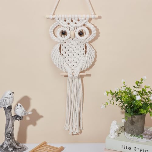 FREEBLOSS Macrame Owl Kit for Beginners Macrame Owl Wall Hanging Tapestry Kit Creative DIY Macrame Owl Boho Macrame Wall Hanging DIY Macrame Kit with Video Tutorial - Image 6