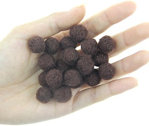 Needle Felt Balls Pure Wool Beads Dry Felted Balls 15mm Handmade DIY Crafts 20pcs (Brown) - Image 3