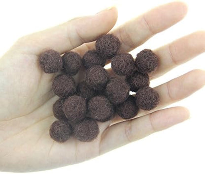 Needle Felt Balls Pure Wool Beads Dry Felted Balls 15mm Handmade DIY Crafts 20pcs (Brown) - Image 3