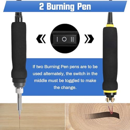 2 IN 1 Wood Burning Kit 100W with 2 Wood Burning Pens & 165 Pcs Pyrography - Image 3