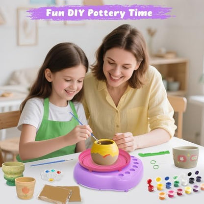 Pottery Wheel for Kids with Air Dry Clay Kit, 12 Paints & Tools, Ages 6-12 - Image 6