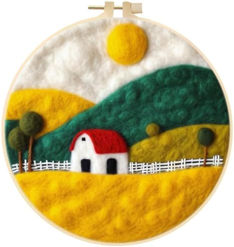 Wool Felt Painting Needle Felting Kit for Beginner Adult Flowers Landscape by Eforcase