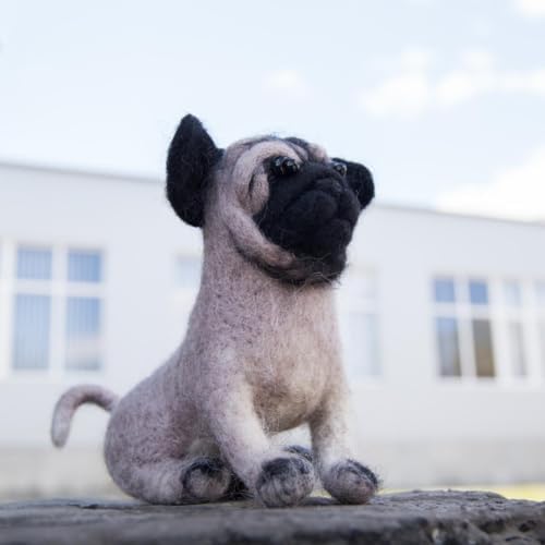 Wizardi Beginner Needle Felting Kit for Adults - Pugdog. Animal Felting Kit 5.12x5.71 Inches. Felting Tools. Wool Felting Supplies. Felt Crafts. Wool Felt. V-149C Charivna Mit - Image 4
