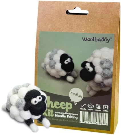 Woolbuddy Needle Felting Starter Kit (Sheep) for Adults with Tool & Guide by Woolbuddy