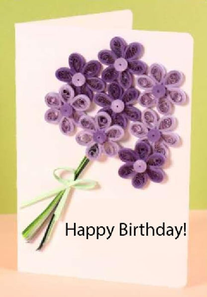 Wizardi Greeting Card Making Kit. Lilac Flowers DIY Quilling Kit F07M3-5-FL1 by Wizardi
