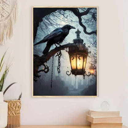Gothic Crow Paint by Numbers Kit for Adults Framed Canvas Frameworkless - Image 5