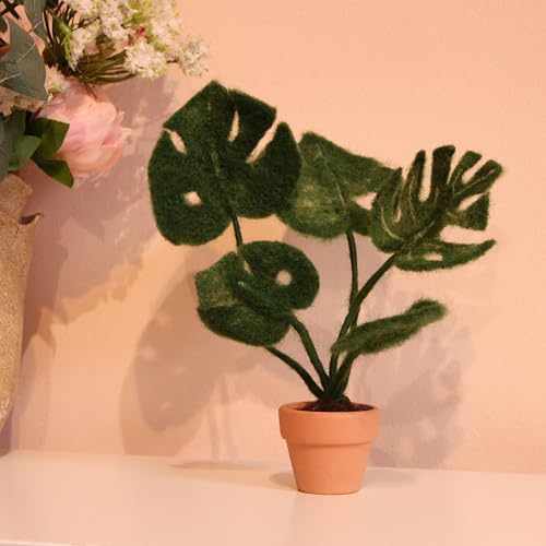 Wizardi Beginner Needle Felting Kit for Adults - Monstera. Floral Felting Kit 15cm High. Felting Tools. Wool Felting Supplies. Felt Crafts. Wool Felt. The Makerss - Image 6
