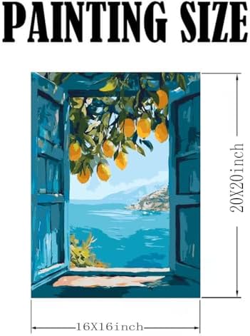GEMOUJ Lemon Tree Paint by Numbers Kit for Adults,DIY Paint by Number Kit on Canvas for Window Seaside Home Wall Decor Art Canvas Acrylic Paints Crafts 16 x 20 Inch - Image 6