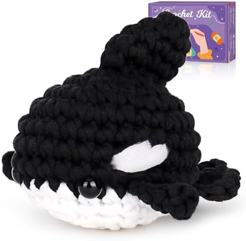Crochetta Crochet Kit for Beginners, Crochet Starter Kit w Step-by-Step Video Tutorials, Beginner Crochet Kit for Adults Kids Women Men Complete Kit Included (Killer Whale) by Crochetta