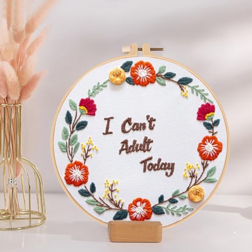 Topapfo Funny Embroidery Kit with Tutorial for Beginners Adults, Hand Embroidery Pattern with Hoops Thread Needles Tutorials - Image 6
