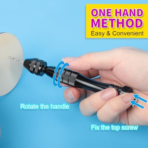 LEOBRO Hand Drill for Resin Molds, 12 cm Black Pin Vise with 10 PCS Steel Drill Bits (0.8-3mm), for Drilling Holes in Epoxy Resin, Polymer Clay, Wood, Making Jewelry Keychain Pendant - Image 6