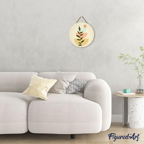 Figured'Art Paint by Numbers Kit for Adults on Wood Slice, 11.8in Diameter - Abstract Botanical Art 2 - Craft Art Painting DIY Canvas - Image 4