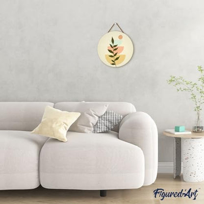 Figured'Art Paint by Numbers Kit for Adults on Wood Slice, 11.8in Diameter - Abstract Botanical Art 2 - Craft Art Painting DIY Canvas - Image 4