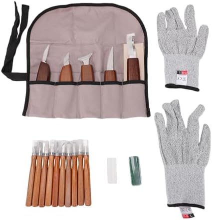 Wood Carving Tools Kit for Beginners, Wood Carving Set, 20 PCS Wood Carving Tool Set Contains Carving Tools Including Walnut Knife, Cut​ Gloves, Whittling Kit for Beginners (Multicolor-20PCS) by VINGVO