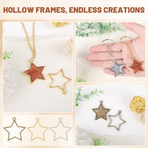 Gartful 30PCS Open Back Bezel for Resin, Hollow Frame Pendants for Resin Casting, DIY Jewelry Making Supplies, Star Shape - Image 4