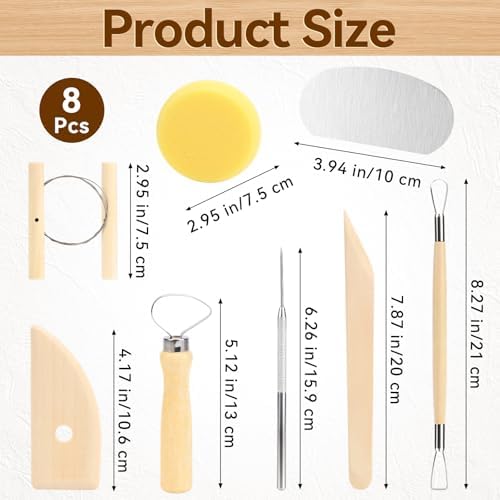 8 Pcs Clay Sculpting Tool Kit, Pottery Sculpting Tool Set, Air Dry Clay Pottery Carving Tools for DIY Ceramics Craft, Carving, Dotting, Molding, Modeling, Shaping - Image 2