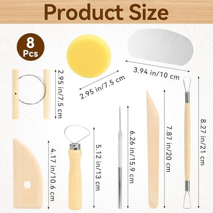 8 Pcs Clay Sculpting Tool Kit, Pottery Sculpting Tool Set, Air Dry Clay Pottery Carving Tools for DIY Ceramics Craft, Carving, Dotting, Molding, Modeling, Shaping - Image 2