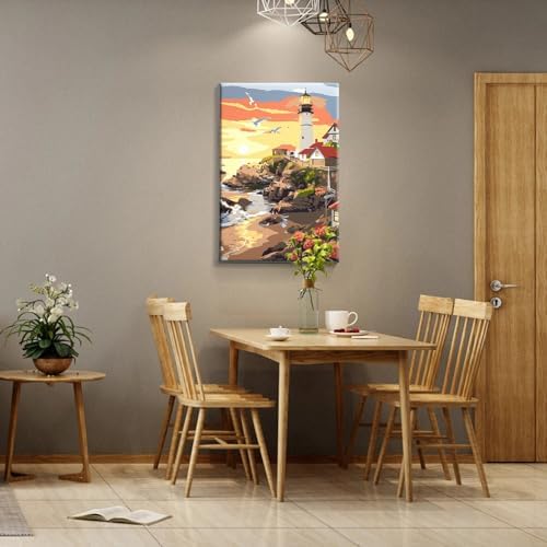 JOOZ Lighthouse Paint by Number for Adults with Frame, 8x12 Inch - Image 4