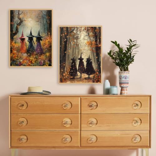 Fotasmua 2Pack Fall Framed Paint by Numbers Kit for Adults, Witch Paint by Numbers with Wood Easel, DIY Acrylic Adult Paint by Number Kits for Home Wall Decor 8x12 Inch - Image 2