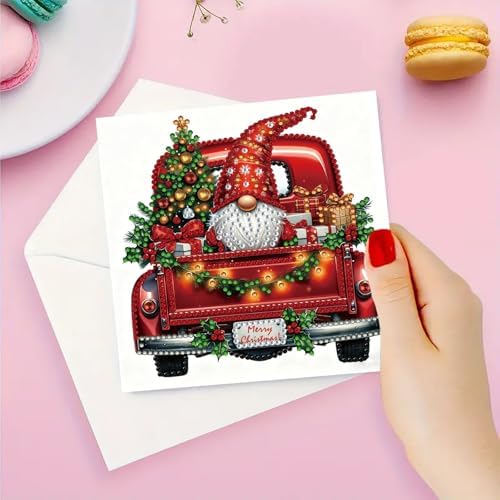 6Pcs Christmas Greeting Card DIY Diamond Art Painting Greeting Cards Blessing Folding Card Kit with White Envelopes Diamond Arts Crafts for Birthday Festival Gift-Goblin03 - Image 4