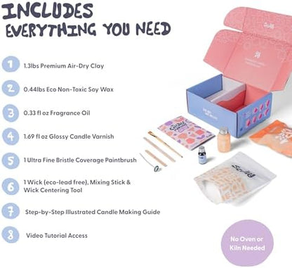 Sculpd Candle Making Pottery Kit with Air Dry Clay | Peony Rose, Beginners Candle Starter Kit for Adults with Eco Soy Wax, Orange & Ginger Scented Fragrance Oil, Varnish, Tools and Guide - Image 5