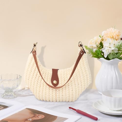 BEUNITONE Crochet Bag Kit for Adults: Complete Crochet Supplies to Make a Tote Bag DIY Handbags for Gifts (Beige) - Image 6