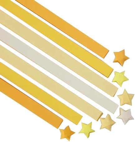 2160 Sheets Origami Star Paper 4 Yellow Color Strips Double Sided Lucky Star Decoration Folding Paper for DIY Hand Art Crafts, Teaching Supplies (Yellow-2160 sheets) by YYaaloa