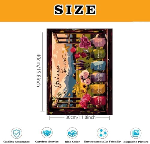 Scenery and Flowers Paint by Numbers Kit for Adults Canvas, Frameworkless - Image 3