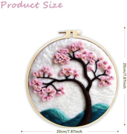 CaptainCrafts Needle Felting Kit, Wool Felt Supplies, Embroidery Hoops, Wool Painting Tools Needle Felting Starter Kit for DIY Decoration (Lush Peach Trees) - Image 2