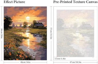 Sunset Paint by Numbers Kit for Adults Beginner 16x20 Inch, Countryside - Image 3