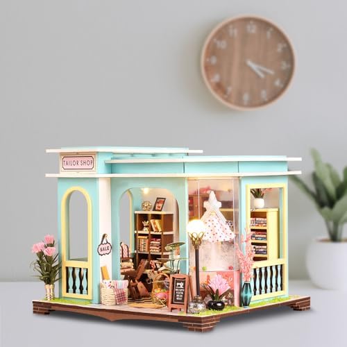 DIY Miniature Dollhouse Kit, Mini House Making Kit w/LED, Tailor's Shop - Image 6