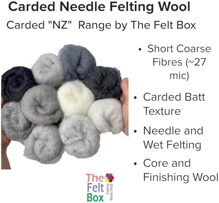 The Felt Box Gray Wool Batts for Needle Felting – 100g (3.5oz) Assorted Shades – Natural Sheep Fiber for Core & Detail Felting, Wet Felting, Crafts & DIY Projects - Image 2