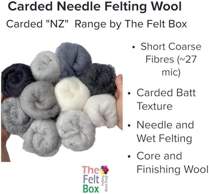 The Felt Box Gray Wool Batts for Needle Felting – 100g (3.5oz) Assorted Shades – Natural Sheep Fiber for Core & Detail Felting, Wet Felting, Crafts & DIY Projects - Image 2