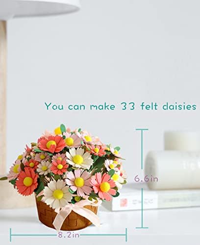 DIY Felt Flower Art Craft Kit - Beginner Daisy Kit, Floral Gifts, Arrange Pre-Cut Flowers and Foliage - Image 3