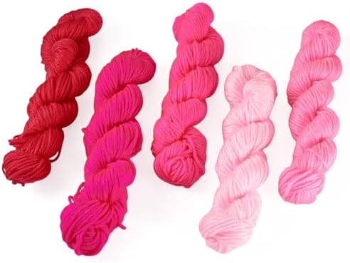 Cheriswelry 5 Skeins Soft Acrylic Fiber Yarn for Knitting 2.2mm Pink Theme Craft Sewing Cord Threads for Weaving Multicolor Skeins Yarn kit for Crochet Beginners Adults by Cheriswelry