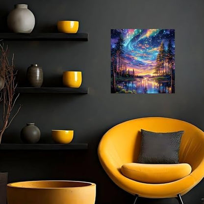 Framed Paint by Numbers Kit for Adults Beginner Kids Ages 8-12 Starry Night Adult Paint by Number Kits on Canvas with Easel Landscape Painting by Numbers for Adults with Frame DIY Painting Kits 8x8 In - Image 3