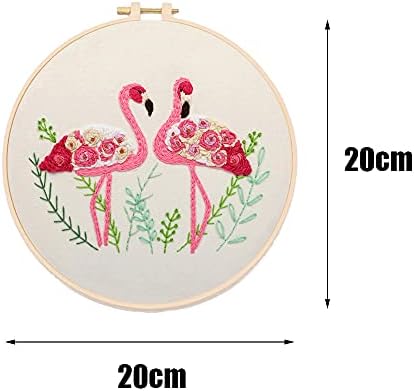YANCAIYUNL Embroidery Kit for Beginners Flamingo Cross Stitch Embroidery Starter Kit DIY Handmade Needlework for Adults Beginner Tool Kit - Image 2