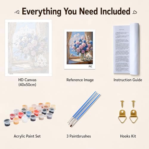 AUKELHJ Paint by Numbers Kit for Adults Beginner, Vase Flowers, 16X20 Inch - Image 6