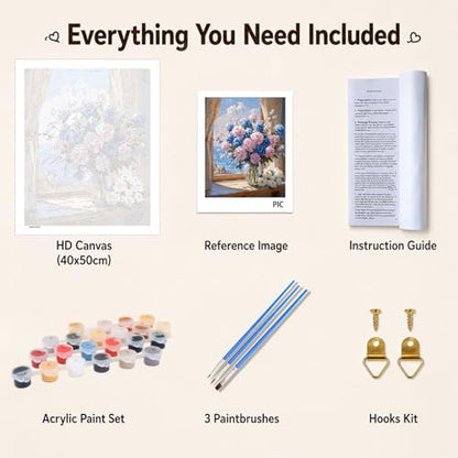 AUKELHJ Paint by Numbers Kit for Adults Beginner, Vase Flowers, 16X20 Inch - Image 6