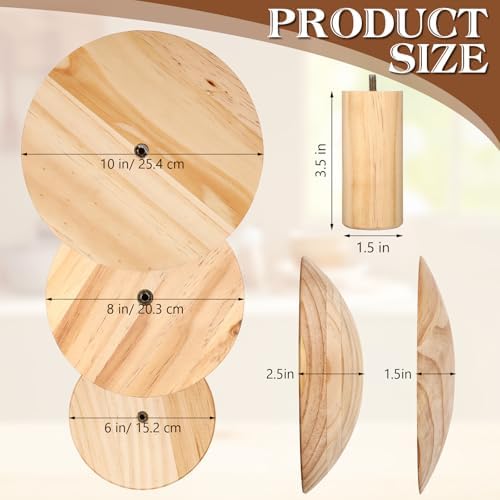 DoubleFill 6 Pack Pottery Molds 6'' 8'' 10'' Thickness 2.5'' and 1.5'' Plaster Molds Wood Pottery Tools with Handle for Ceramic Top Forms DIY Bowls Plate Dish Slump Press Art Making (Hemispherical) - Image 2