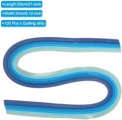 PATIKIL 120pcs Quilling Strips Paper 1/8"(3mm) 21" Origami Paper Quilling Strip for Art DIY Craft Christmas, Blue - Image 2