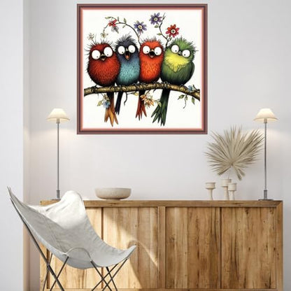 Dooxvey Cross Stitch Kits for Adults Beginners,Full Range of Cross-Stitch Stamped Kits Needlepoint Kits for Beginners Embroidery Kits 11CT Cross Stitch Patterns-Four Rainbow Birds 18x18 inch - Image 2